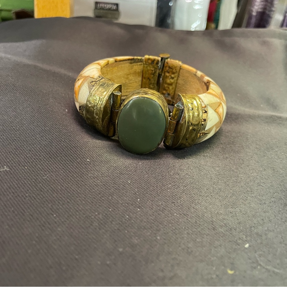 Vintage Green and Cream Women's Bracelet